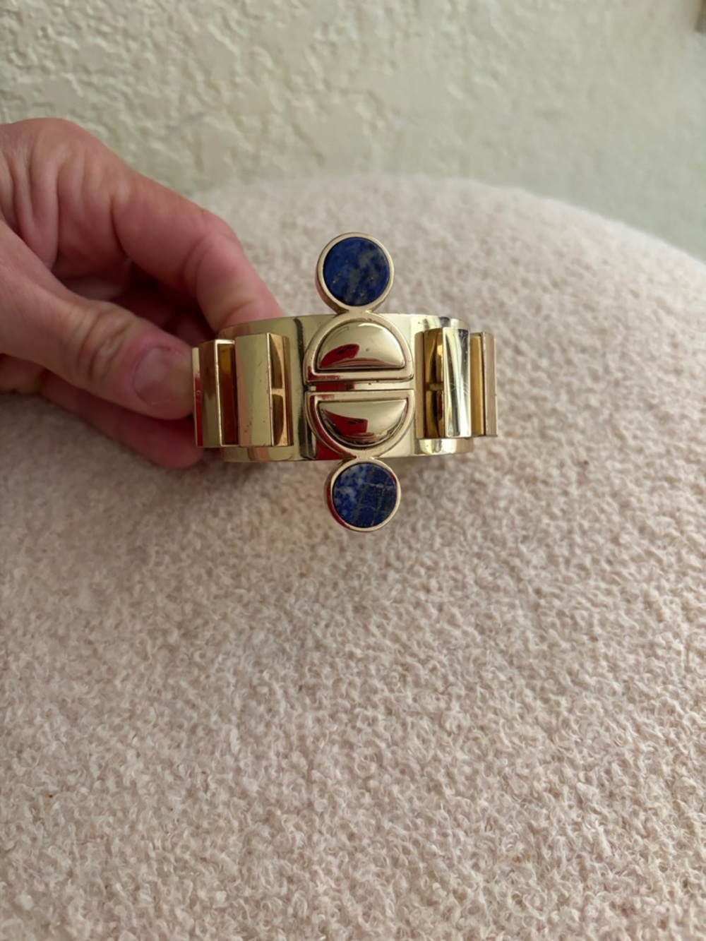 Zara Gold Cuff Bracelet with Sodalite  Stone Accents